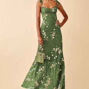 Reformation Jasen green floral maxi dress in size 6